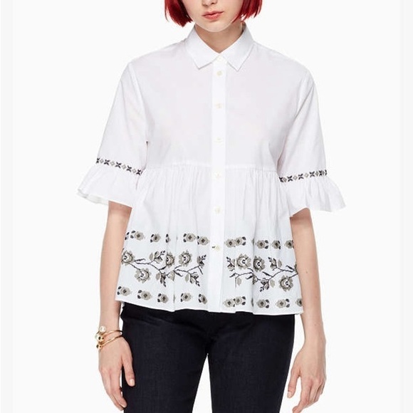 kate spade Tops - Kate Spade ♠️ embroidered poplin shirt